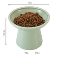 Ceramic elevated cat food bowl in blue with wide 16cm diameter and 12cm height
