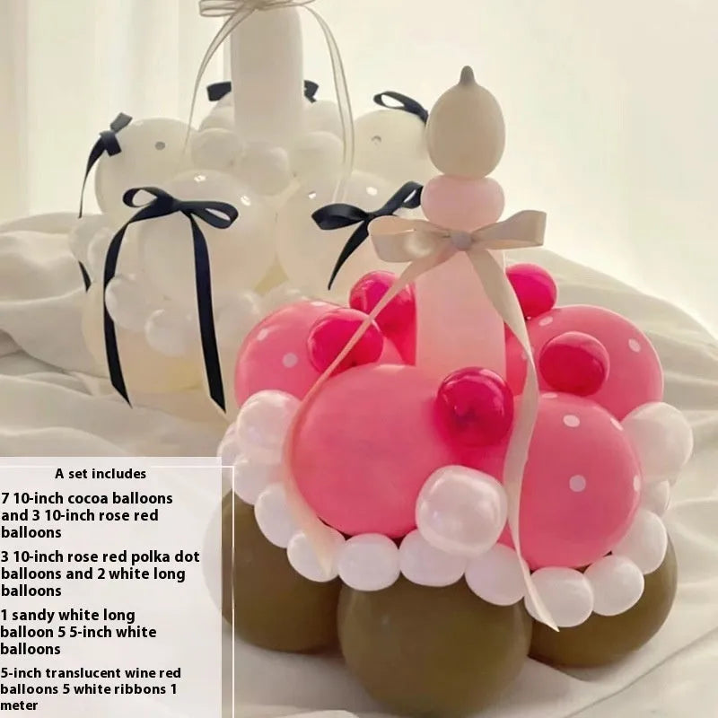 Balloon bouquet cake DIY kit with round arch frame and decoration materials for party centrepieces