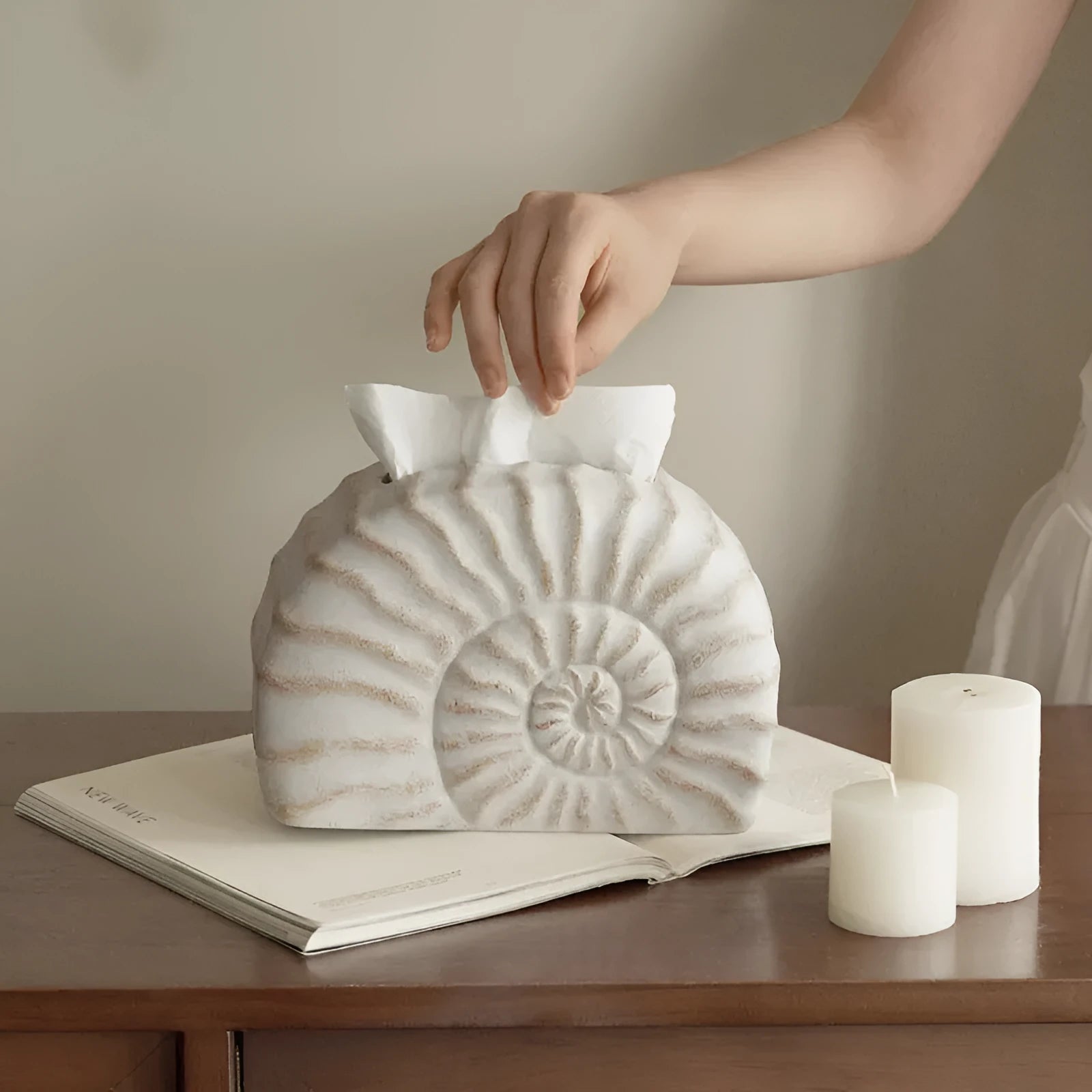 Conch ramble coloured resin decorative tissue box with modern simplicity design
