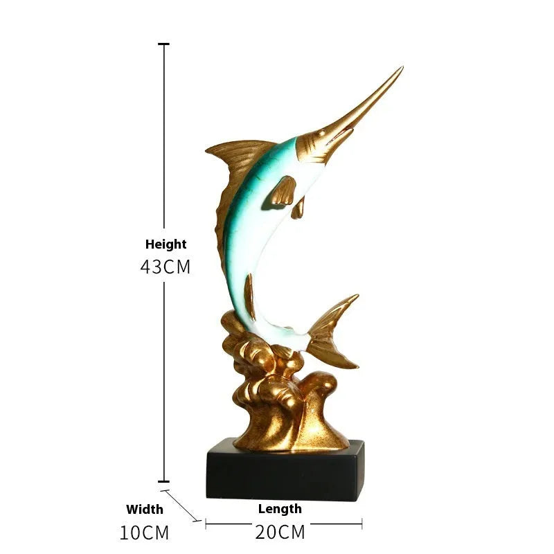 European style decorative swordfish ornament in resin and plastic available in multiple colours.