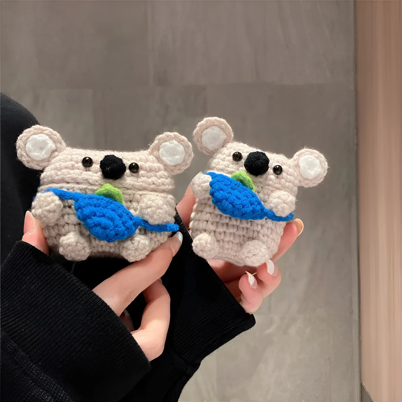 Handmade knitted koala bear backpack protective sleeve for Apple AirPods earbuds