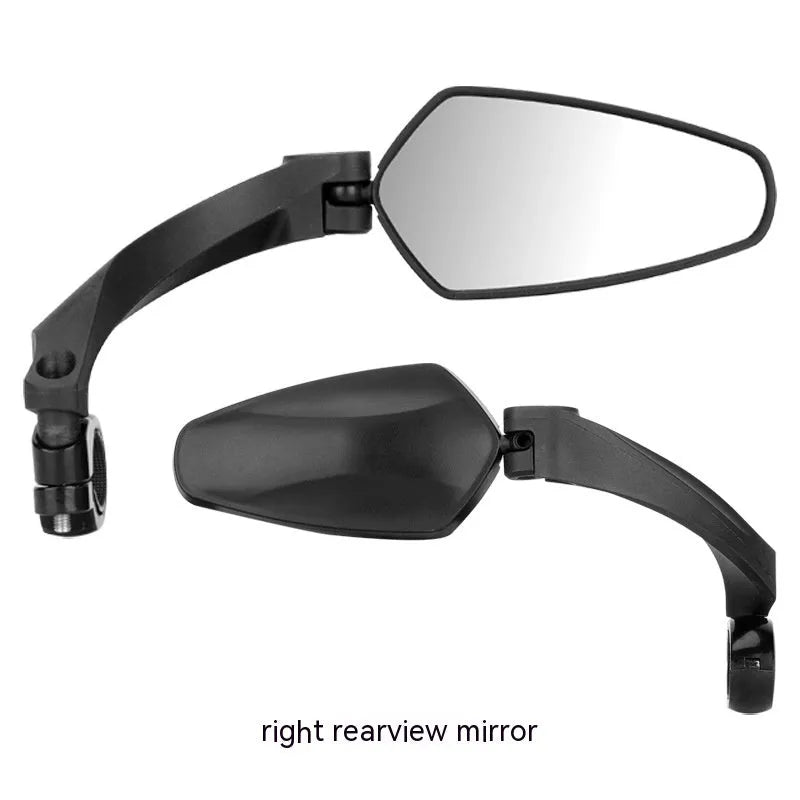 Black rotatable mountain bike rearview mirror made from PMMA acrylic material