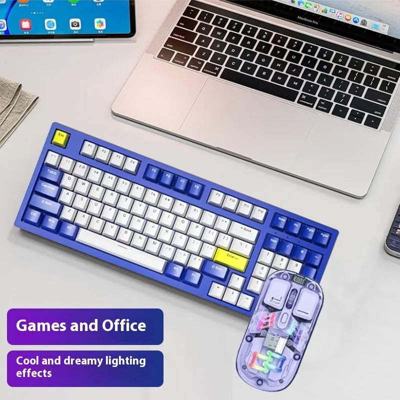 K98 mechanical keyboard with T7 wireless mouse in multiple colour options including black socks and xiaguang purple variants