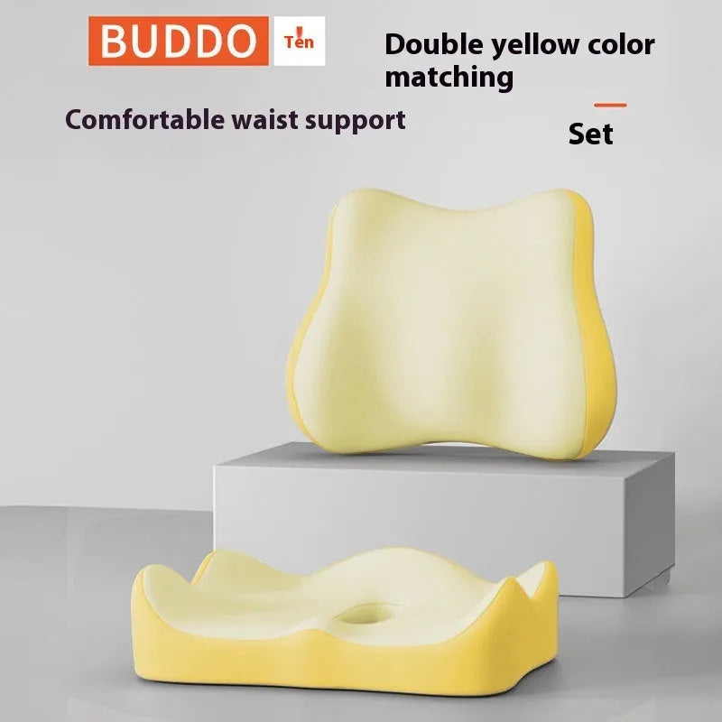 Memory foam seat cushion for office and home use in various colour combinations including grey, blue and pink options