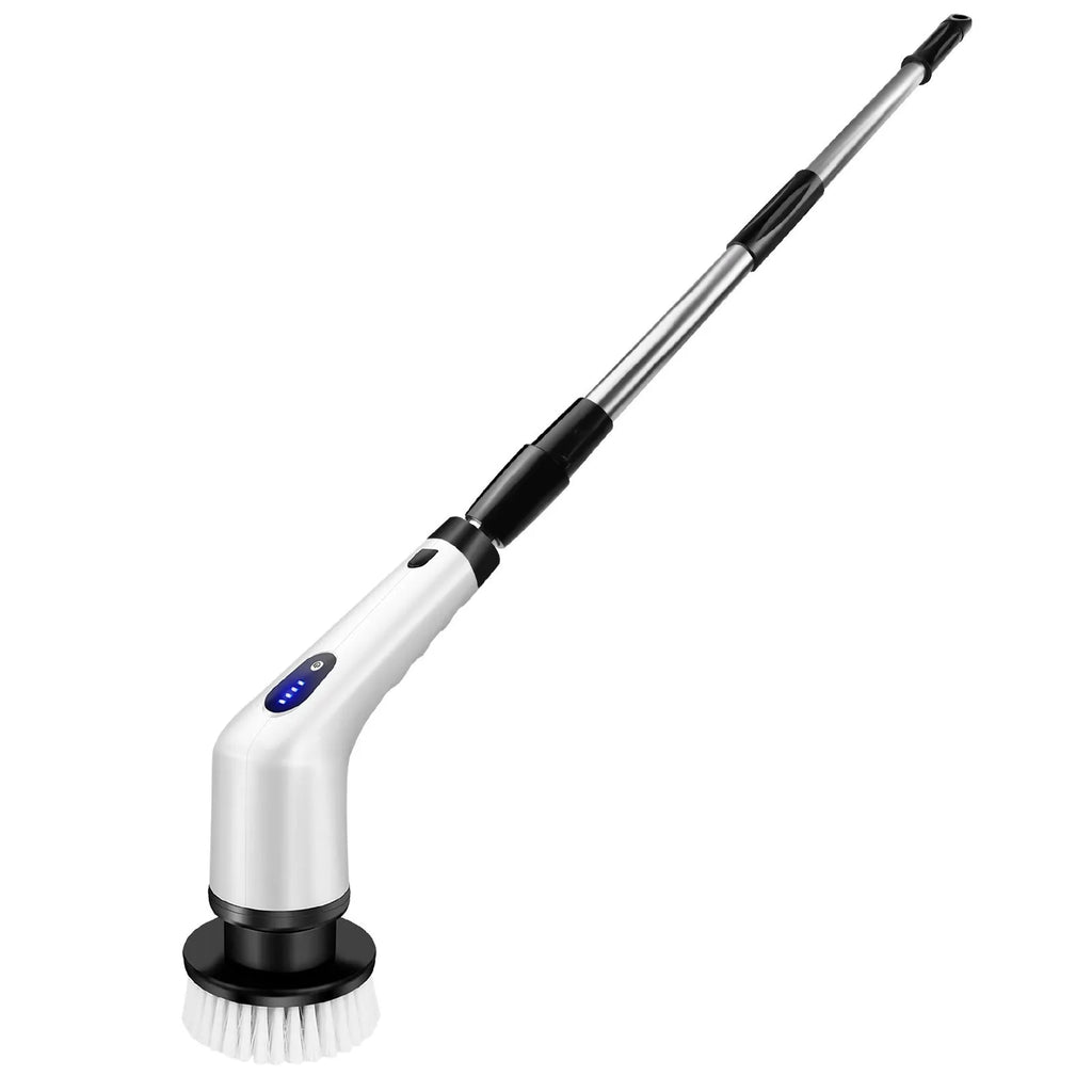 White handheld cleaning ball with rechargeable lithium battery and cleaning brush accessories