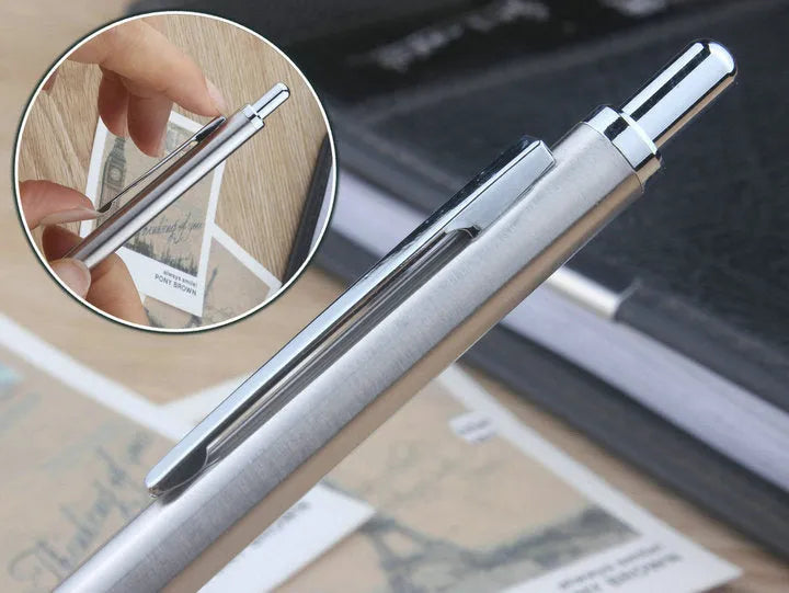 Metal mechanical pencil with automatic lead advancement mechanism and multiple lead size compatibility