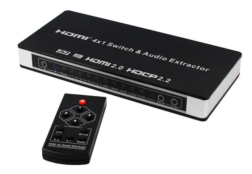 Black HDMI audio video switch with remote control and 10m cable for 4K2K/1080p sources
