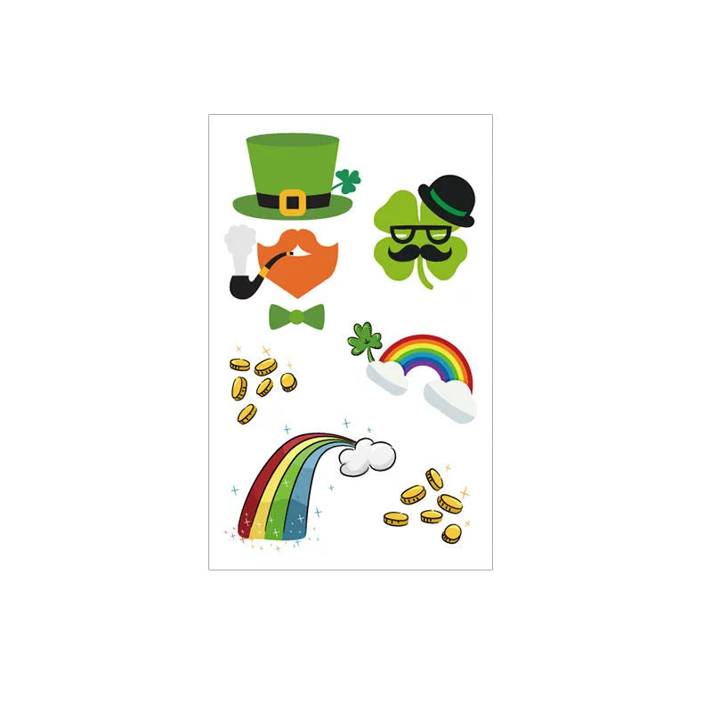 St. Patrick's Day clover tattoo sticker paper for children's face decoration measuring 120 × 75mm