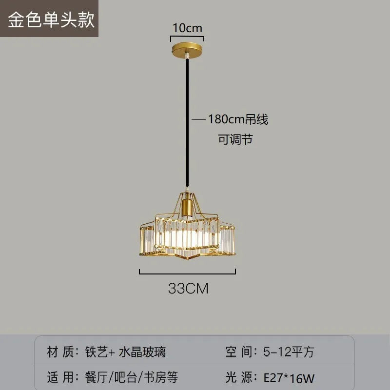 Modern light luxury style crystal chandelier ceiling lamp with LED light in black or gold finish.