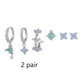 Flower-shaped zircon mosaic ear studs in Japanese Korean style with gold or silver finish