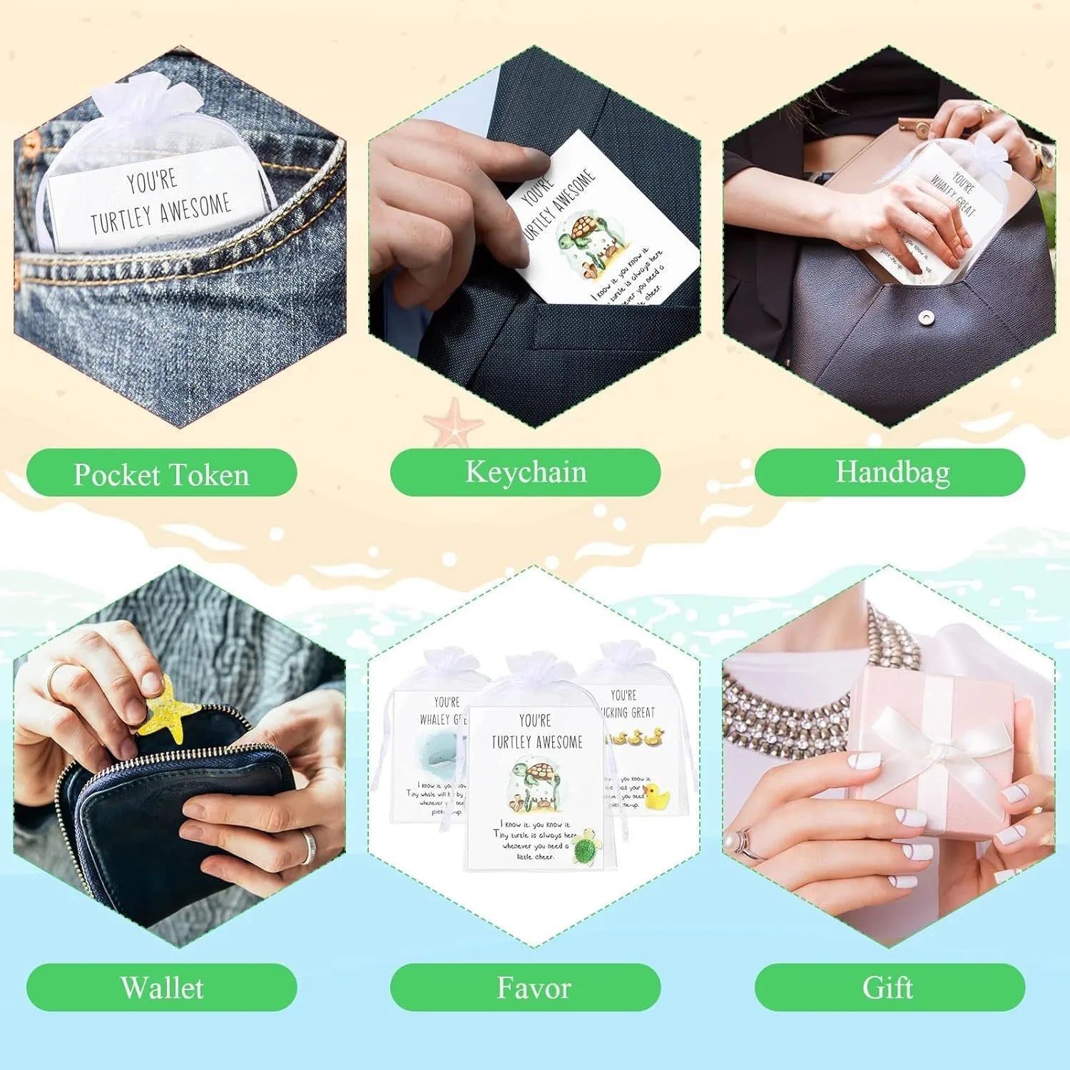 Set of resin inspirational greeting cards with pun messages and pen scrape design