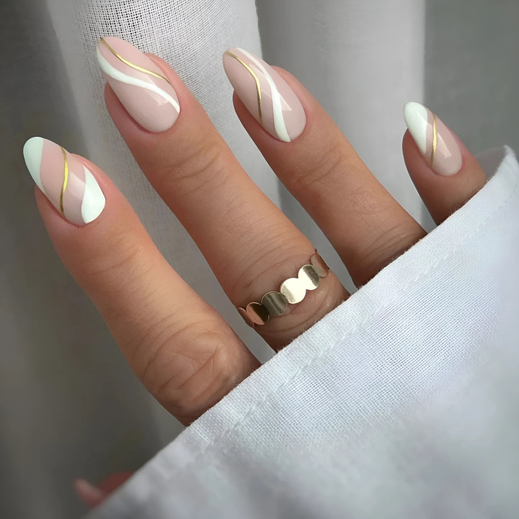 Golden Lines wearable nail stickers with plaid pattern in JF0518 jelly glue colour