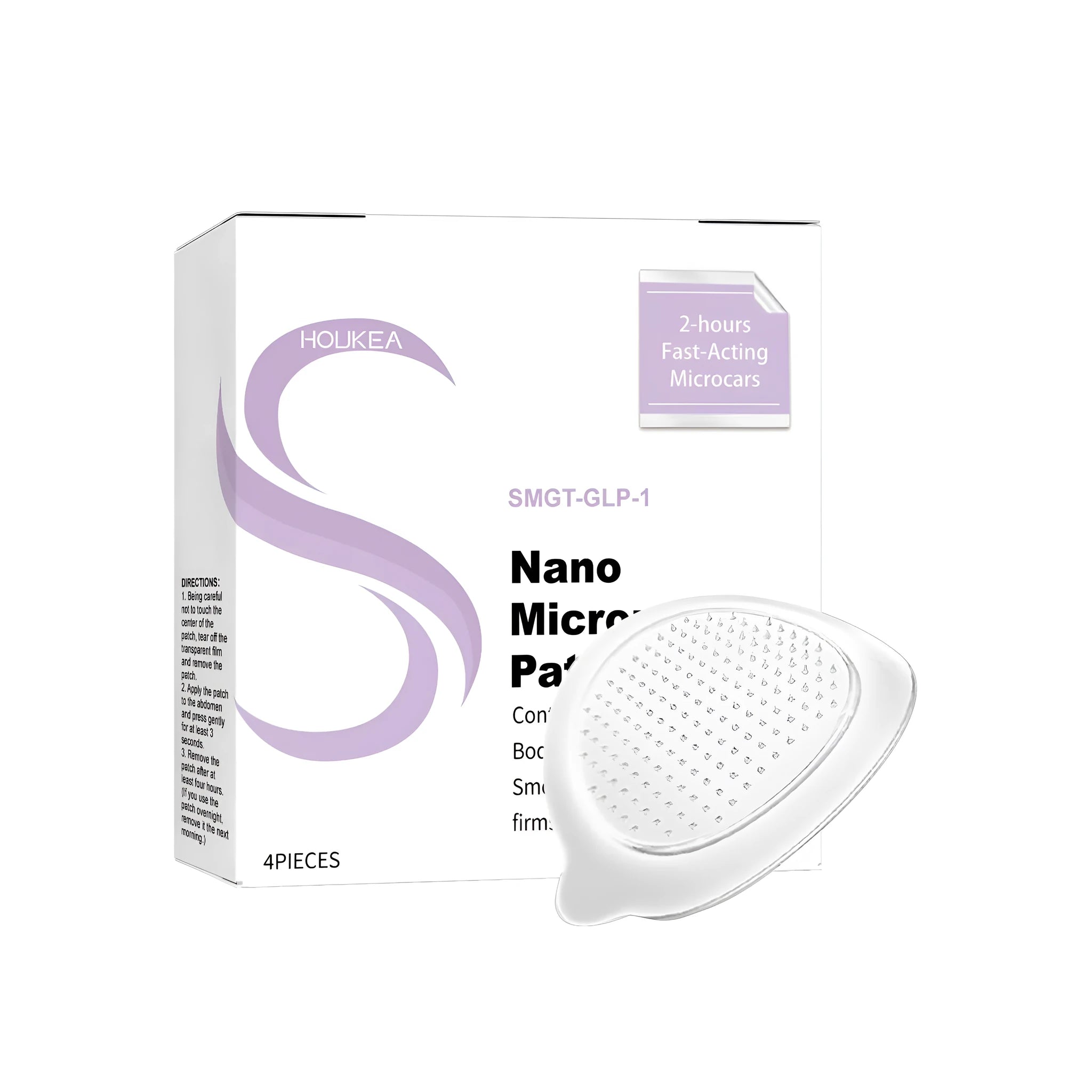 Four microneedle patches in packaging with ginger, mugwort root and peptide skincare actives