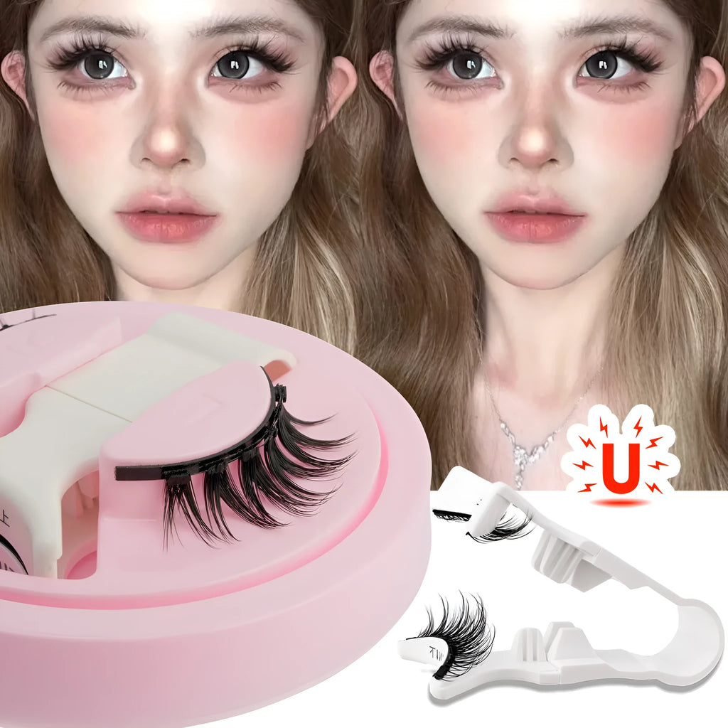 Set of reusable waterproof false eyelashes in natural styles, thickness 0.6mm to 1.1mm.