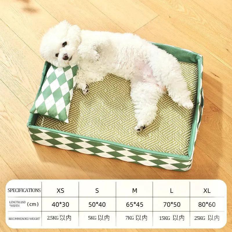 Blue rattan cat litter mat and bed in size L 70cm by 50cm