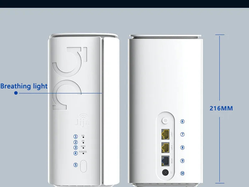 4G CPE wireless router with compact design measuring 51mm by 30mm by 5mm