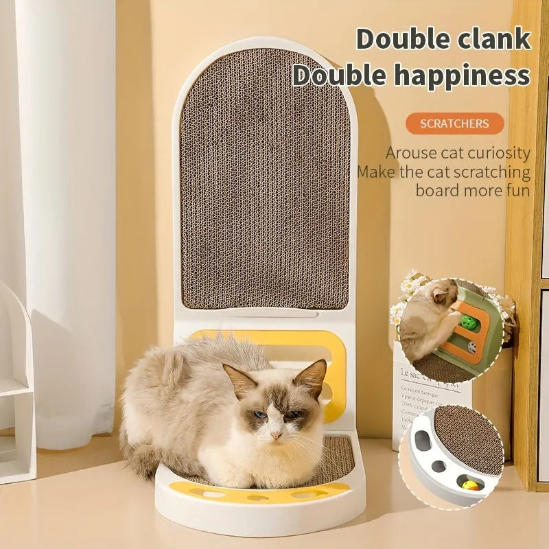 L-shape cat scratching board with sisal scratching surface and carpet base