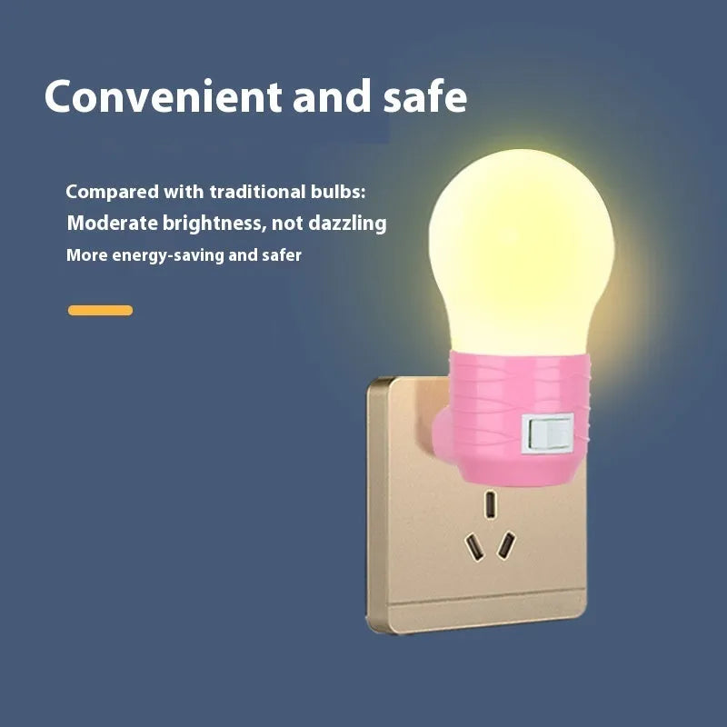 Round plug-in baby night light lamp body in white blue or pink shell with 45x90x45mm dimensions