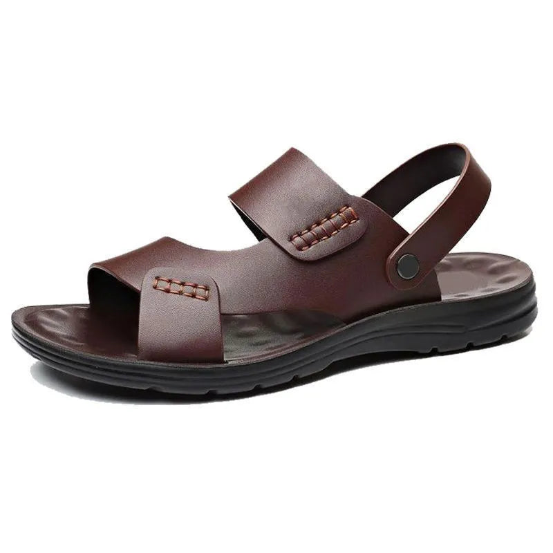 Men's brown and black waterproof plastic sandals for beach and outdoor casual wear