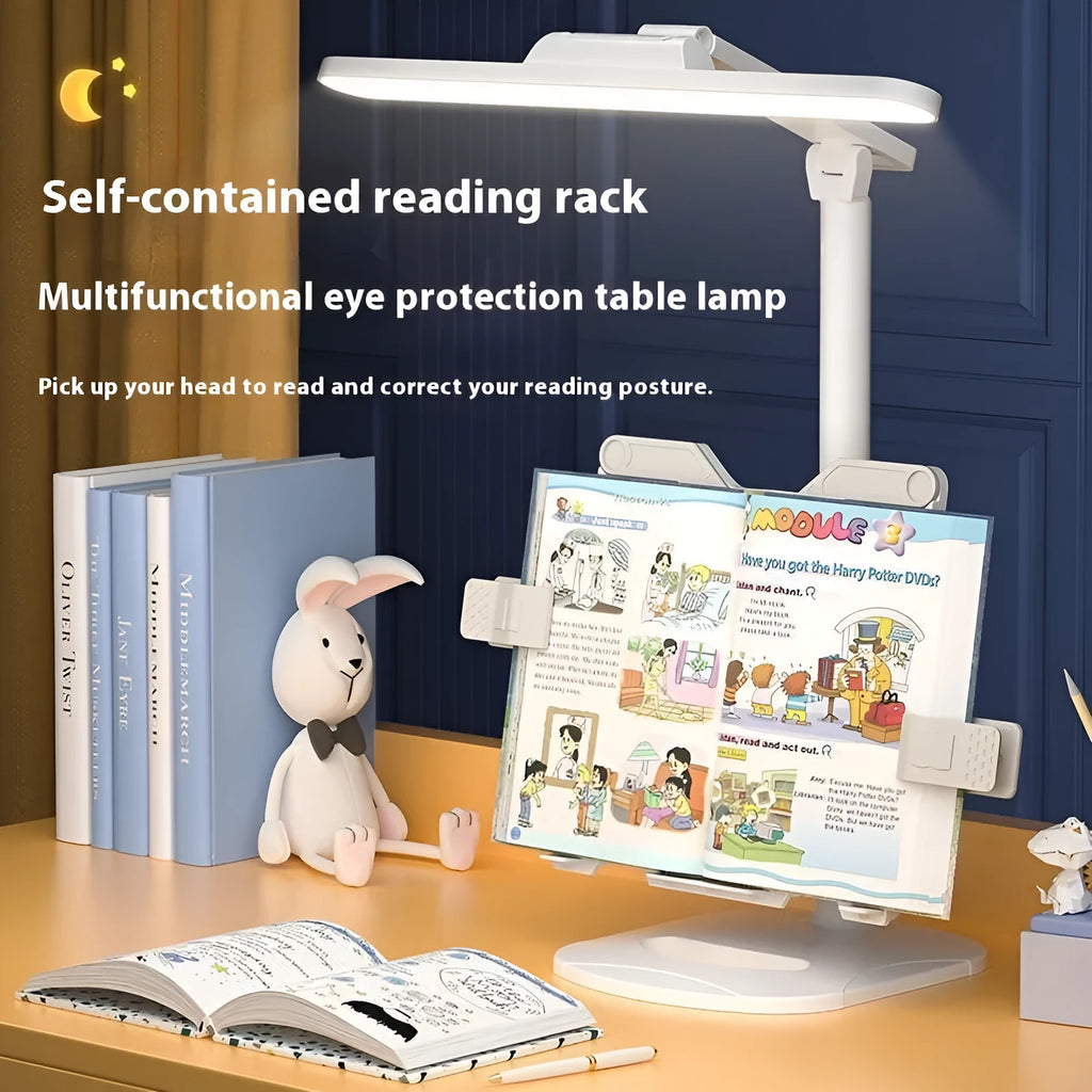 Multifunctional reading bookshelf lamp with adjustable learning table features and three-speed colour temperature settings