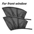 Non-woven fabric mesh car side window sun shade with elastic edge for front and rear windows.