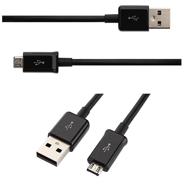 Black and white Android Micro USB data cable for phone and tablet charging and data transfer