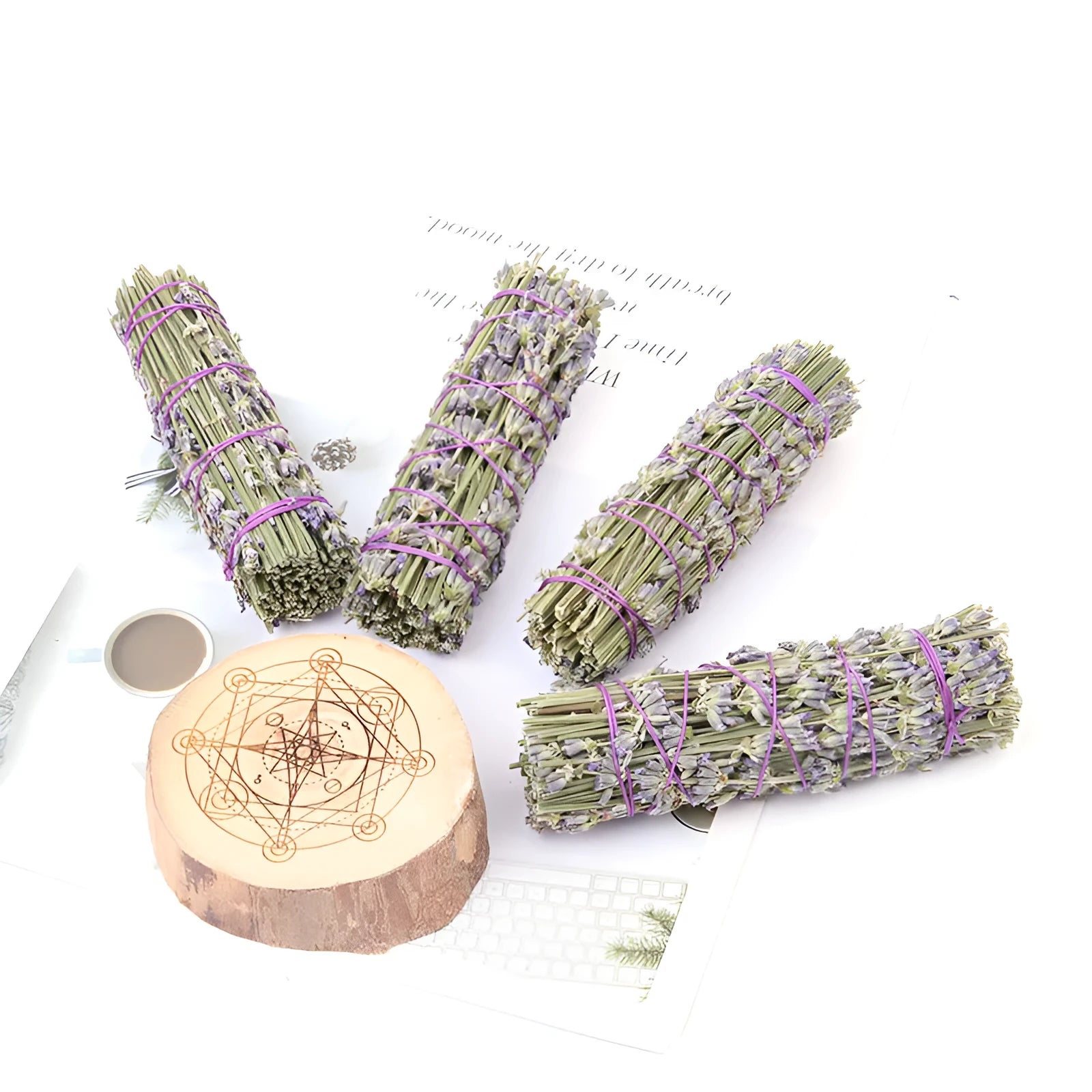 Natural dried flower lavender aromatherapy stick measuring 4 inches