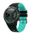 GPS smart watch with blue silicone strap showing 49mm case and display