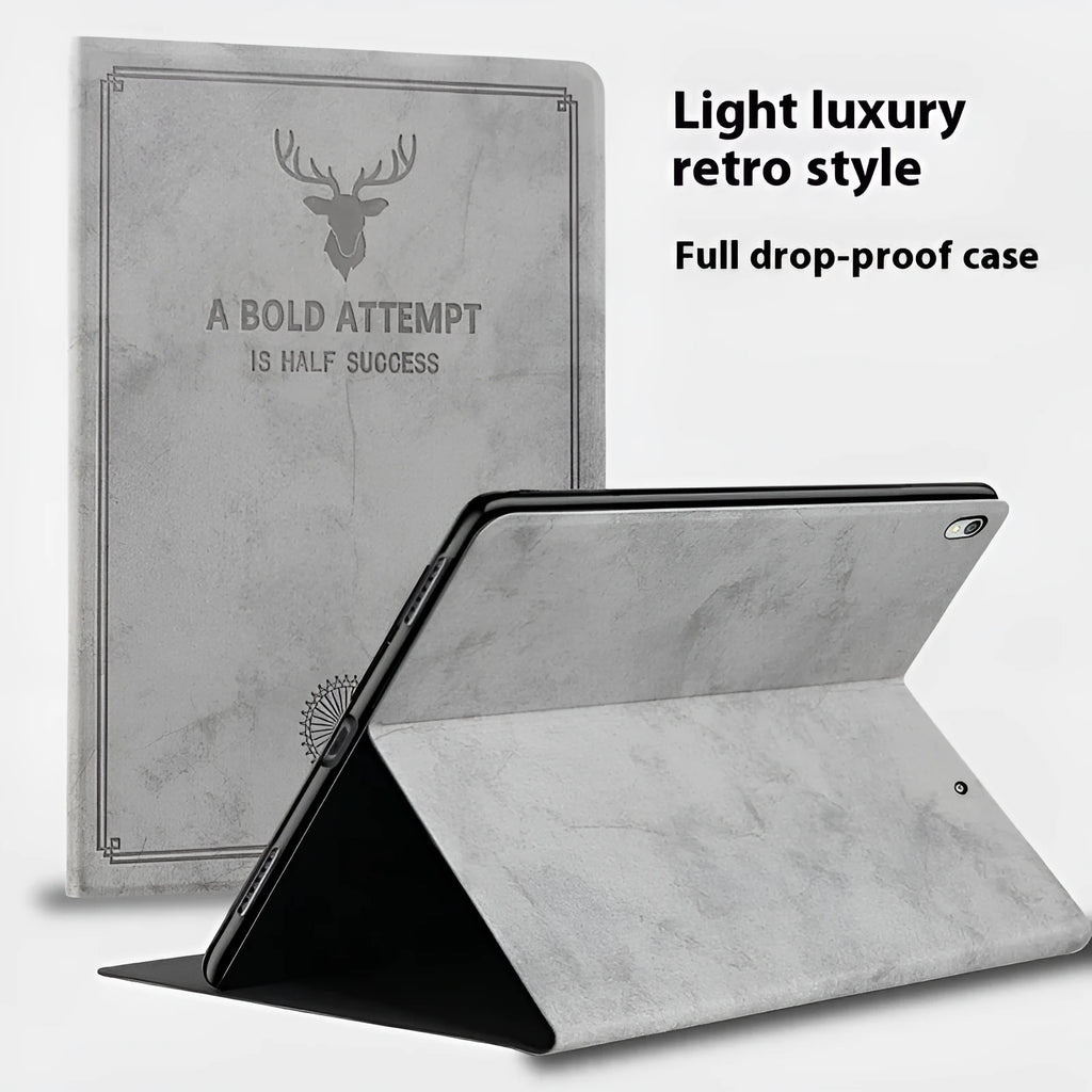 TPU leather iPad protective case with Deer design in clamshell style