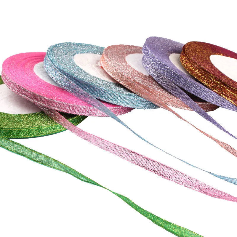 Polyester gift packaging ribbon roll in selected colour, 0.6cm wide decorative band
