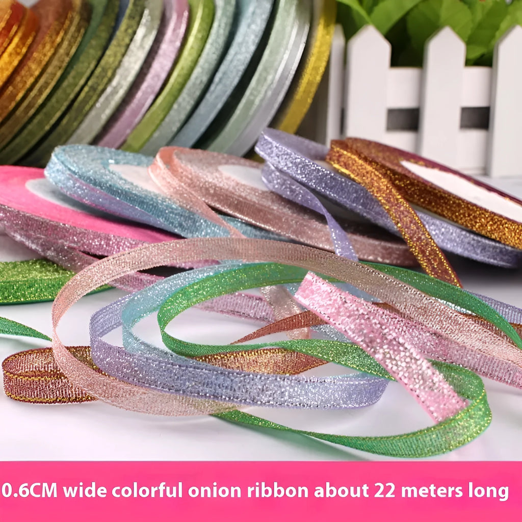 Polyester gift packaging ribbon roll in selected colour, 0.6cm wide decorative band