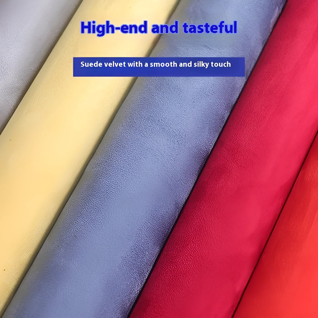 Roll of self-adhesive leather suede fabric in BMW brown colour next to a car dashboard.
