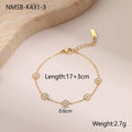 Women's stainless steel bracelet and necklace set with 18K gold plating and geometric design.