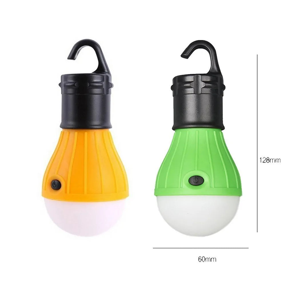 Portable hanging hook camping lantern with 3 LED lights in red, yellow, blue, green colours