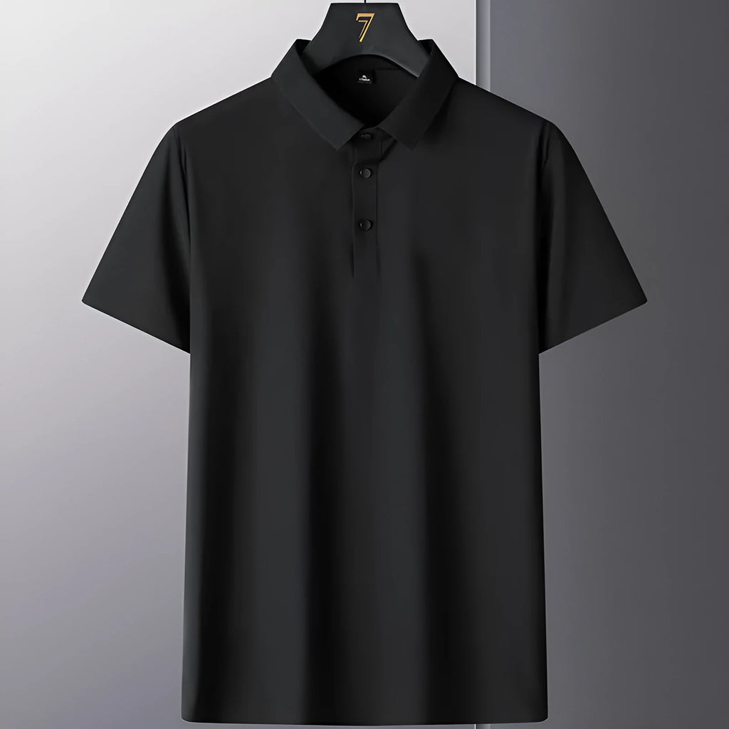 Men's solid colour non-iron short sleeve business casual shirt on a hanger