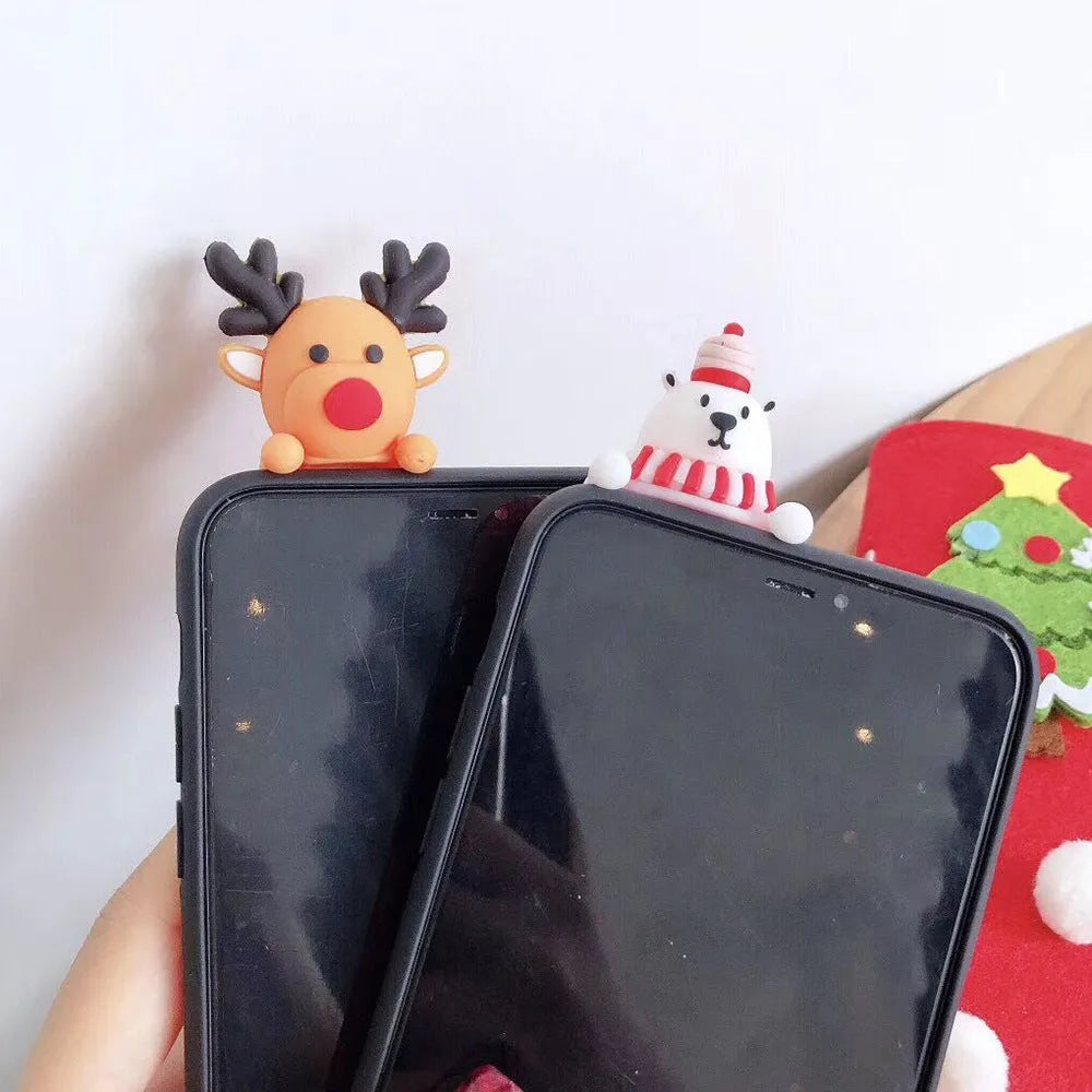 Red and green Christmas design silicone back cover case for an iPhone.