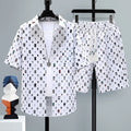 Men's casual polyester sports shorts two-piece set with short sleeve top in multiple colour options