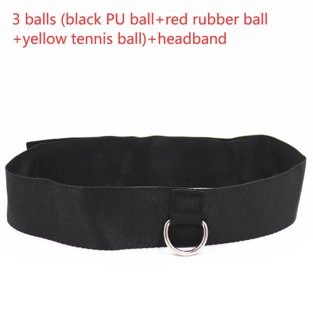 Head-mounted boxing reaction training ball set showing multiple coloured balls and adjustable headbands.
