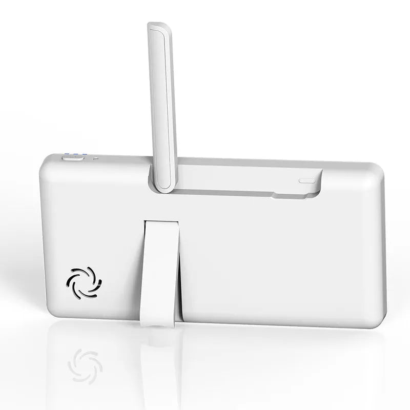 White HD wireless baby monitor with a 5-inch screen on a table.