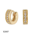 Gold plated heart-shaped ear clip earrings with zircon decoration and gang drill elements
