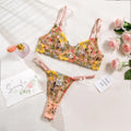 Floral mesh bra with steel rings and T-back design in five colour options