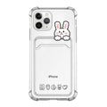 Transparent cartoon printed iPhone case with card holder slot on back