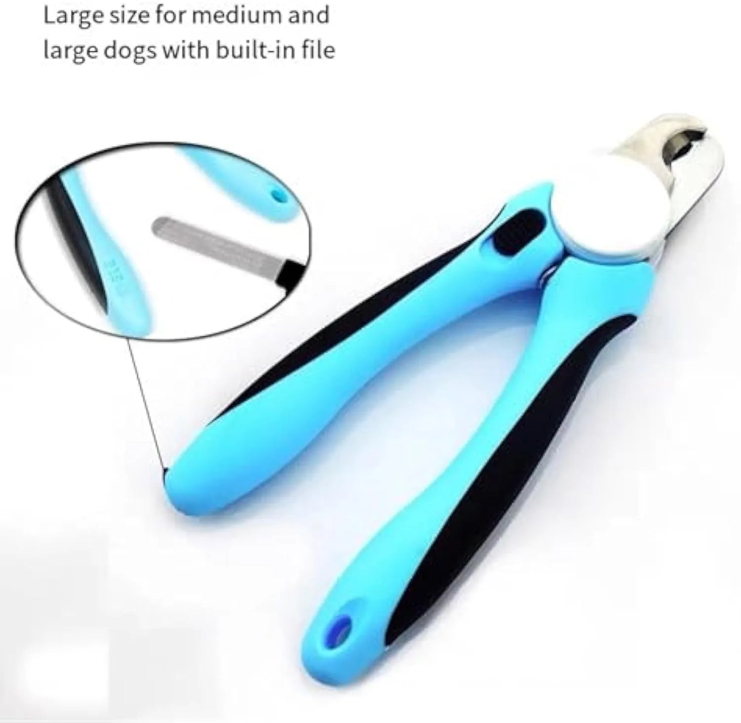 Blue heavy-duty dog nail clippers with safety guard for large dogs with thick nails