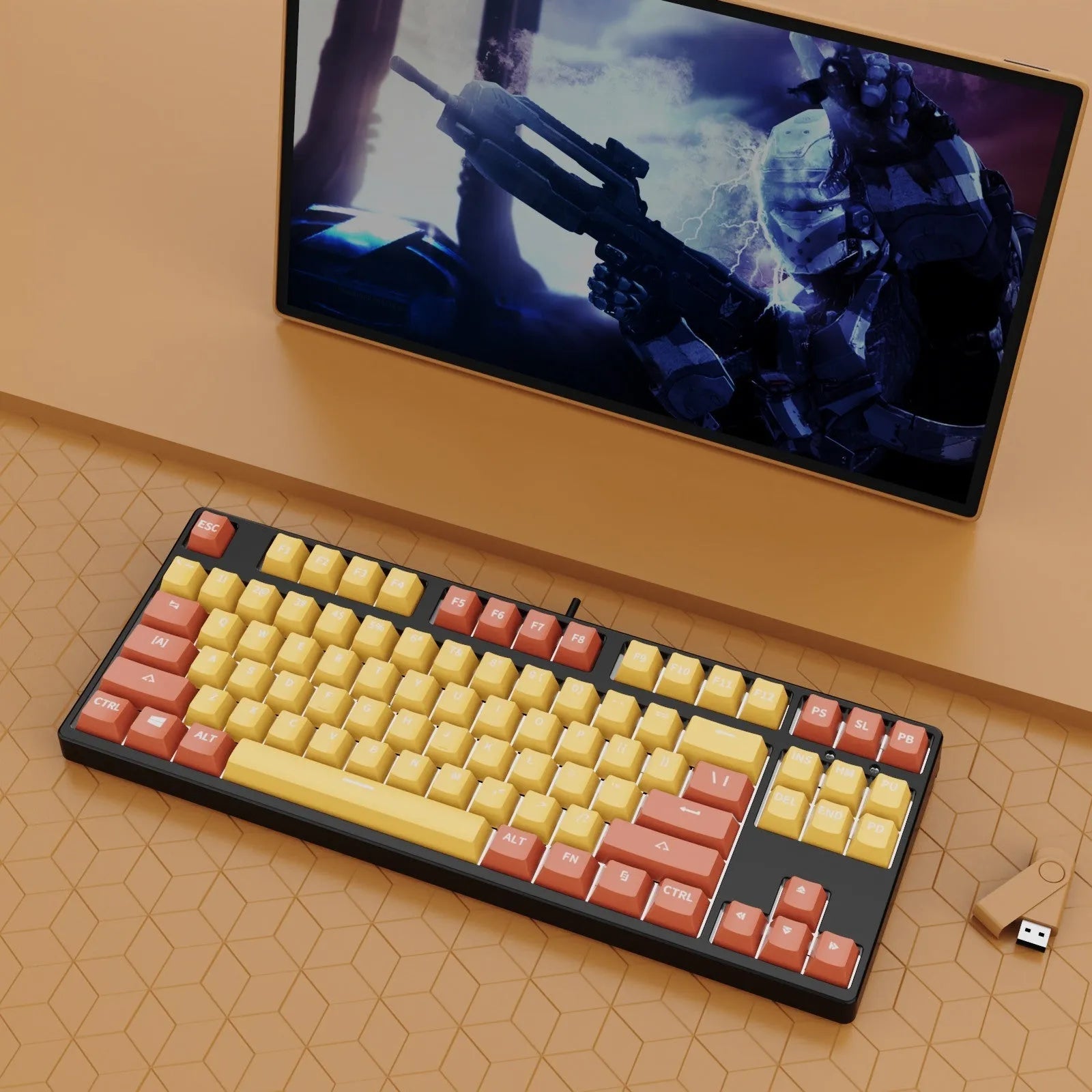 87-key mechanical keyboard with two-tone colour options and hot-plug switch capability