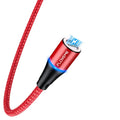 Black magnetic USB fast-charging cable with LED light, compatible with Apple iPhone and Android phones