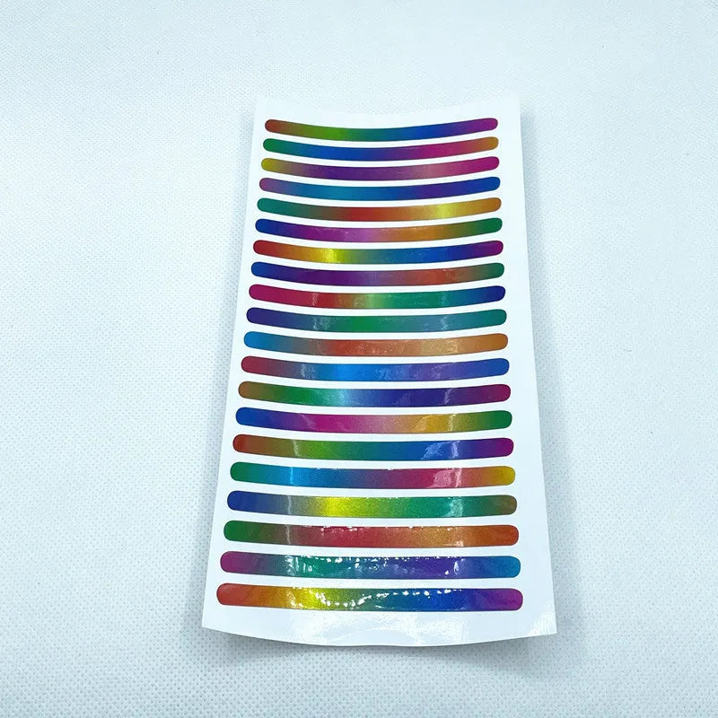 20PCs car wheel hub reflective sticker set showing arc pattern design on PVC material