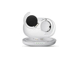 Black and white wireless Bluetooth sports earphones with in-ear design.
