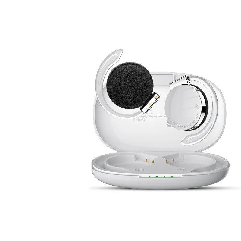 Black and white wireless Bluetooth sports earphones with in-ear design.