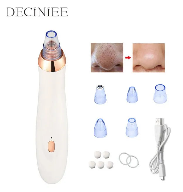 Electric blackhead remover device with multiple nozzle attachments for facial pore cleaning