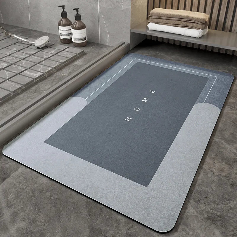 Blended fabric bathroom floor mat in oval and rectangle styles showing Lake Baikal colour options
